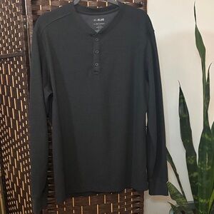 ALGO Men's Black Long-Sleeve Henley Shirt